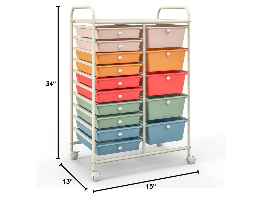 15 Drawer Multicolor Rolling Storage Cart Z289