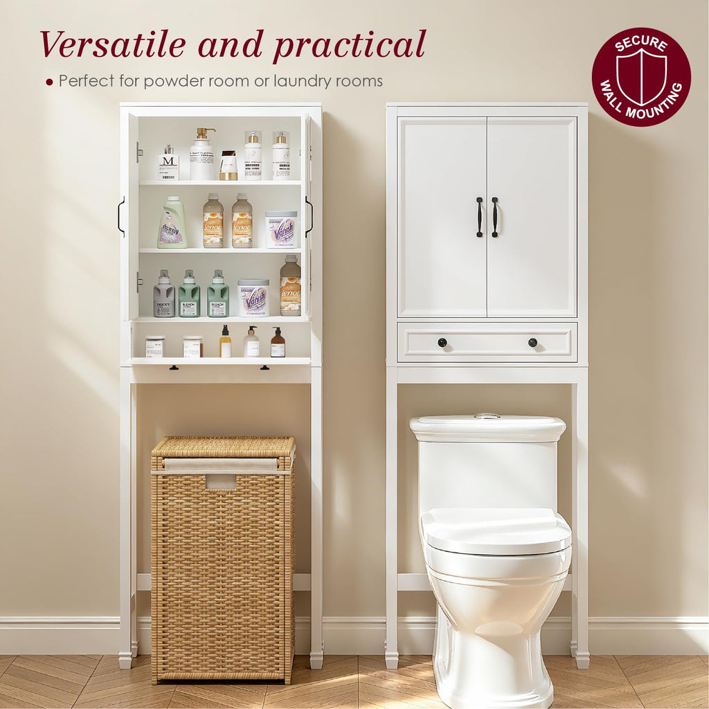 White Over the Toilet Storage Cabinet with Doors S655882