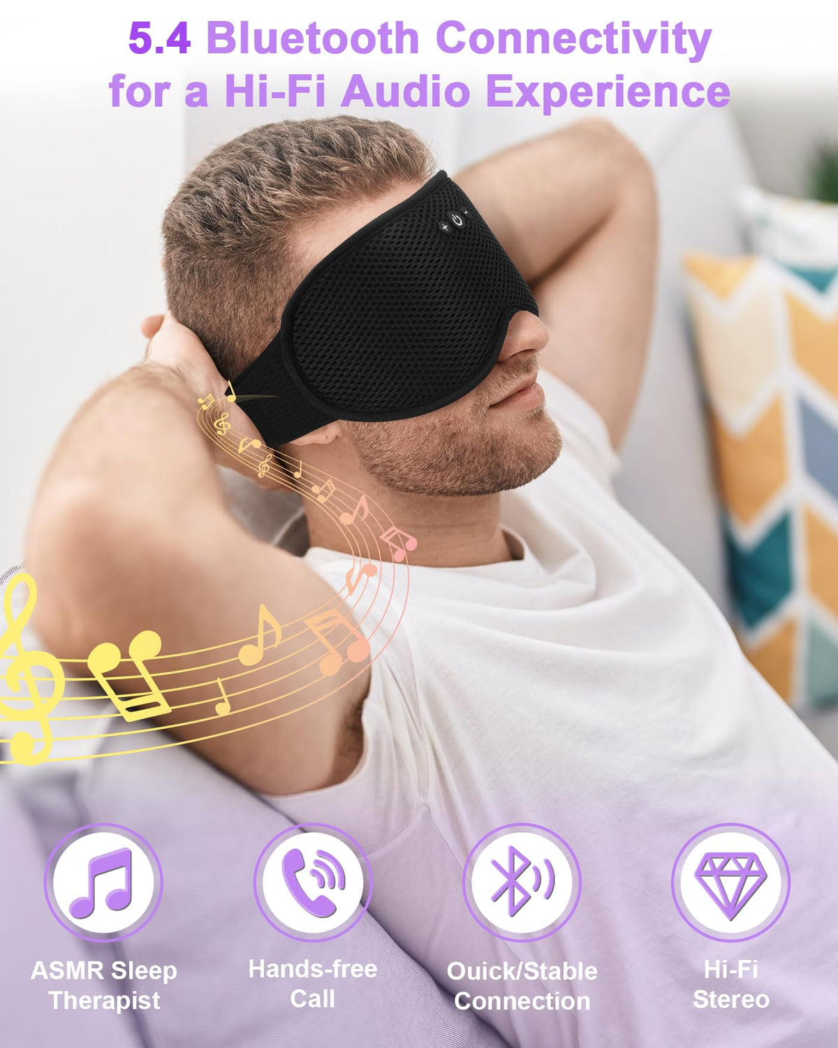 3D Contoured Sleep Mask with Bluetooth Headphones B3748