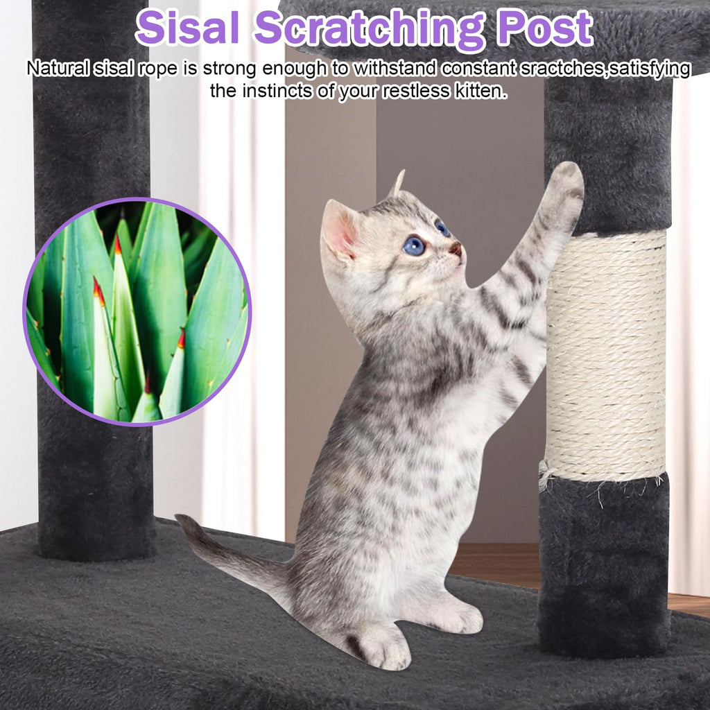 70 Inch Tall Dark Grey Cat Tree Cat Climbing Tower P91003
