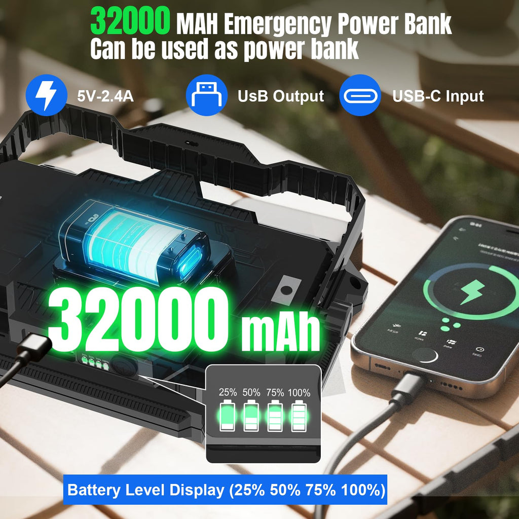 400W 32000LM Rechargeable Magnetic LED Work Light J7460
