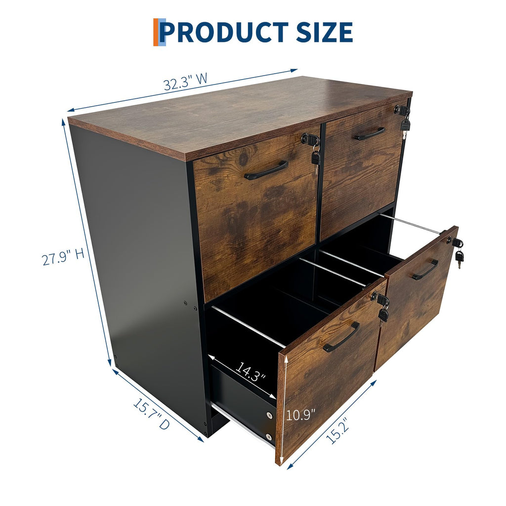 4 Drawer Wooden Lockable File Cabinet H790216