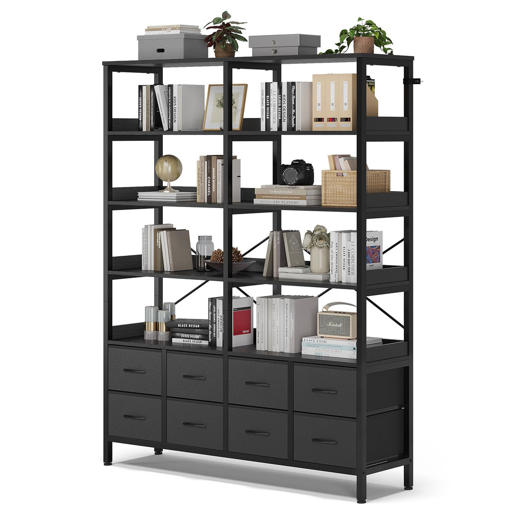 Black 8 Fabric Drawer 7-Tier Bookshelf Z50540