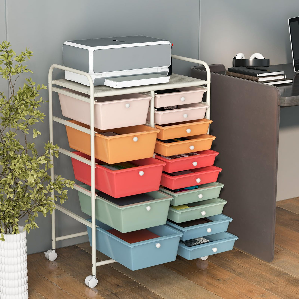 15 Drawer Multicolor Rolling Storage Cart Z289
