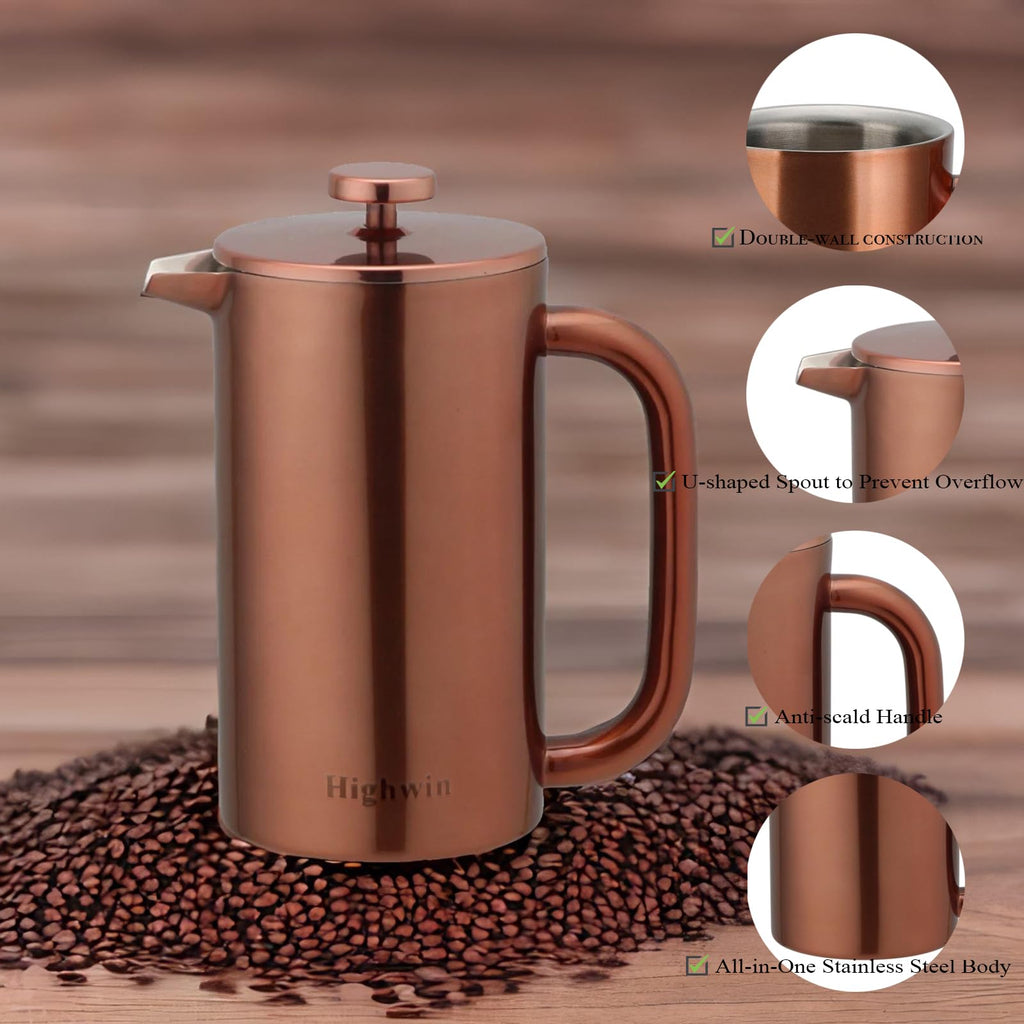 8 Cup Double Wall Insulated Stainless Steel French Coffee Press M580