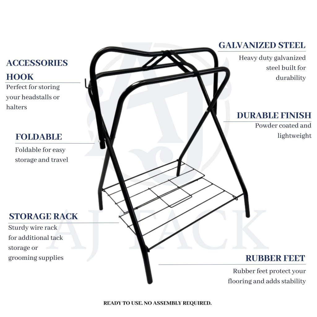 Portable Folding Saddle Rack Powder-Coated Steel U696557