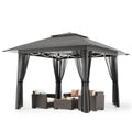 13x13 Pop Up Gazebo Tent with Mosquito Netting Grey T11332