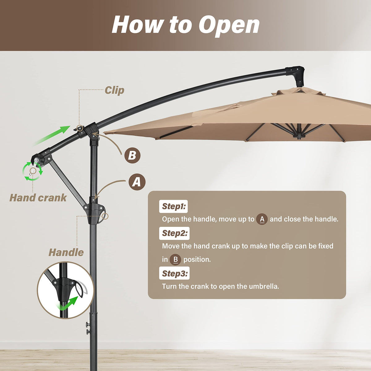 9.8ft Blue Offset Cantilever Patio Umbrella with Crank & Cross Base Y238054