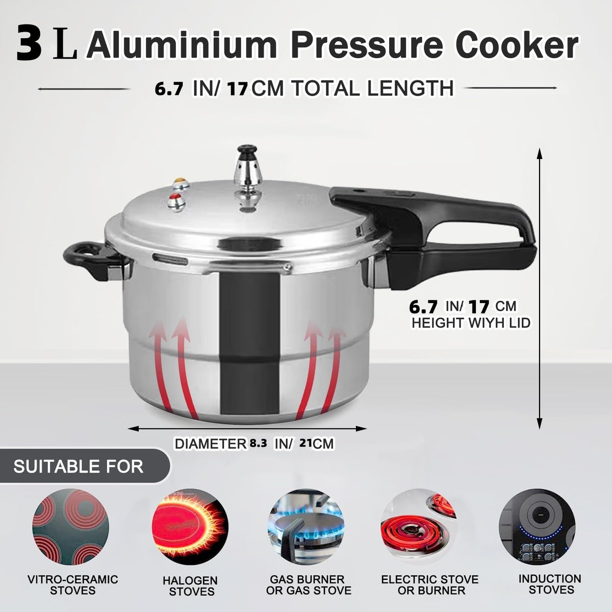 Non-Stick Aluminum Pressure Cooker with Steamed Layer L75179