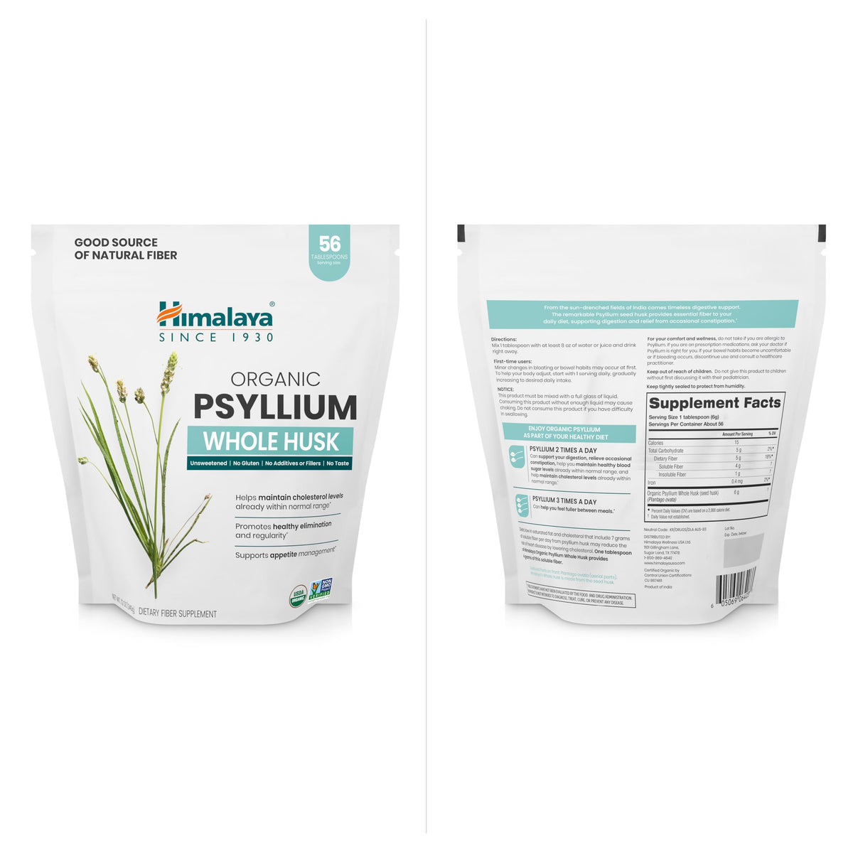 Organic Psyllium Whole Husk Fiber Supplement, Unflavored, 12 oz Z19777