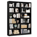 Black 6-Tier Double Wide Bookshelf C8588