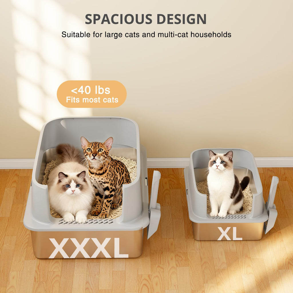 XXXL Stainless Steel Cat Litter Box with Lid S7233