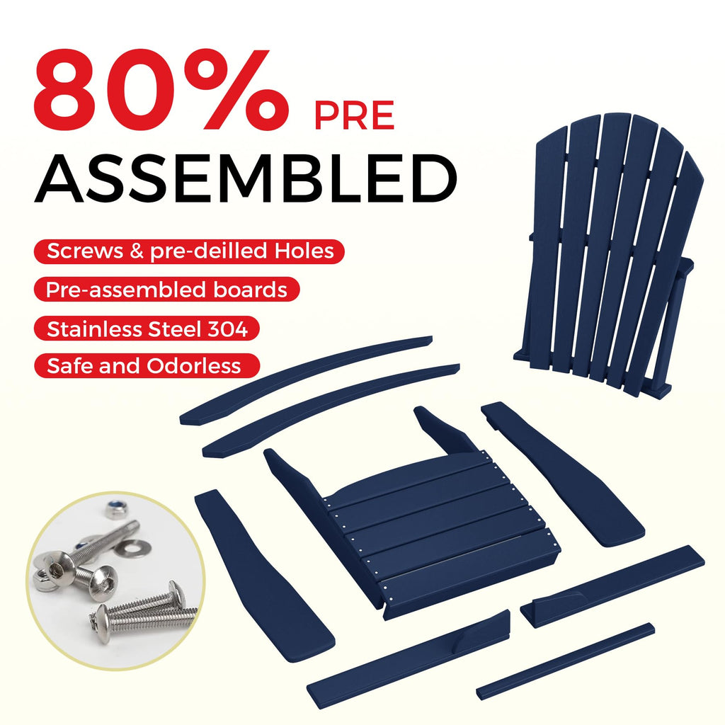 Navy Blue HDPE Adirondack Chair E6015