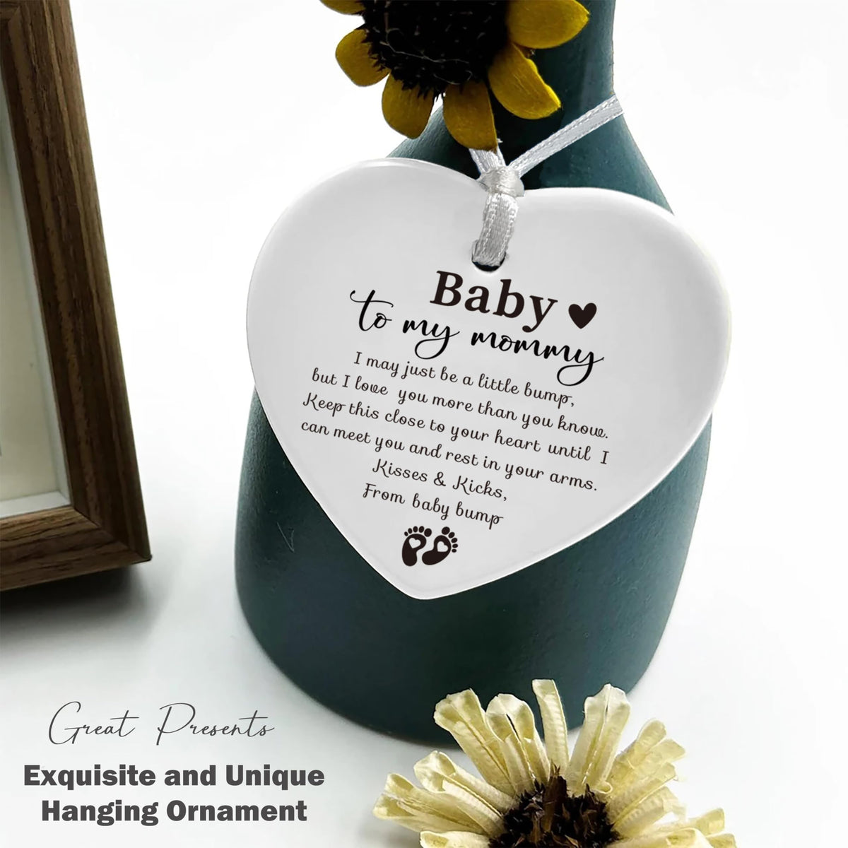 White Ceramic Heart Shaped Ornament K619