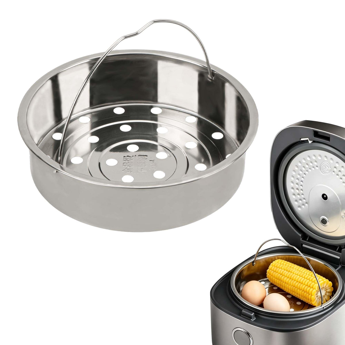 304 Stainless Steel Steamer Basket with Handle D306