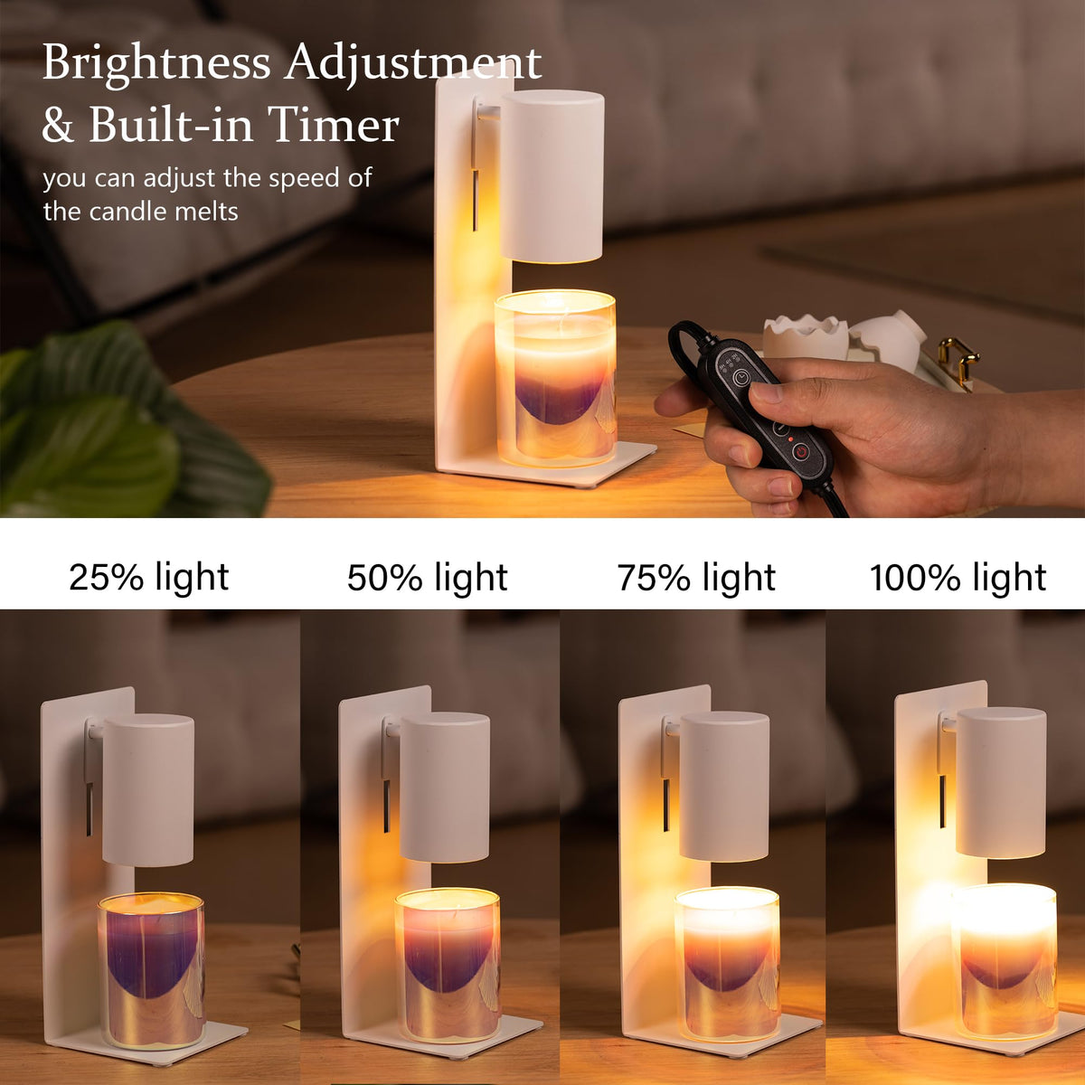 White Candle Warmer Lamp with Timer M7675