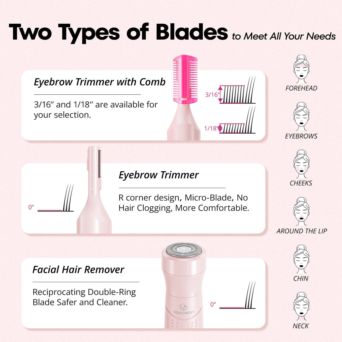 Women's 2 in 1 Eyebrow Trimmer & Facial Hair Remover M15709