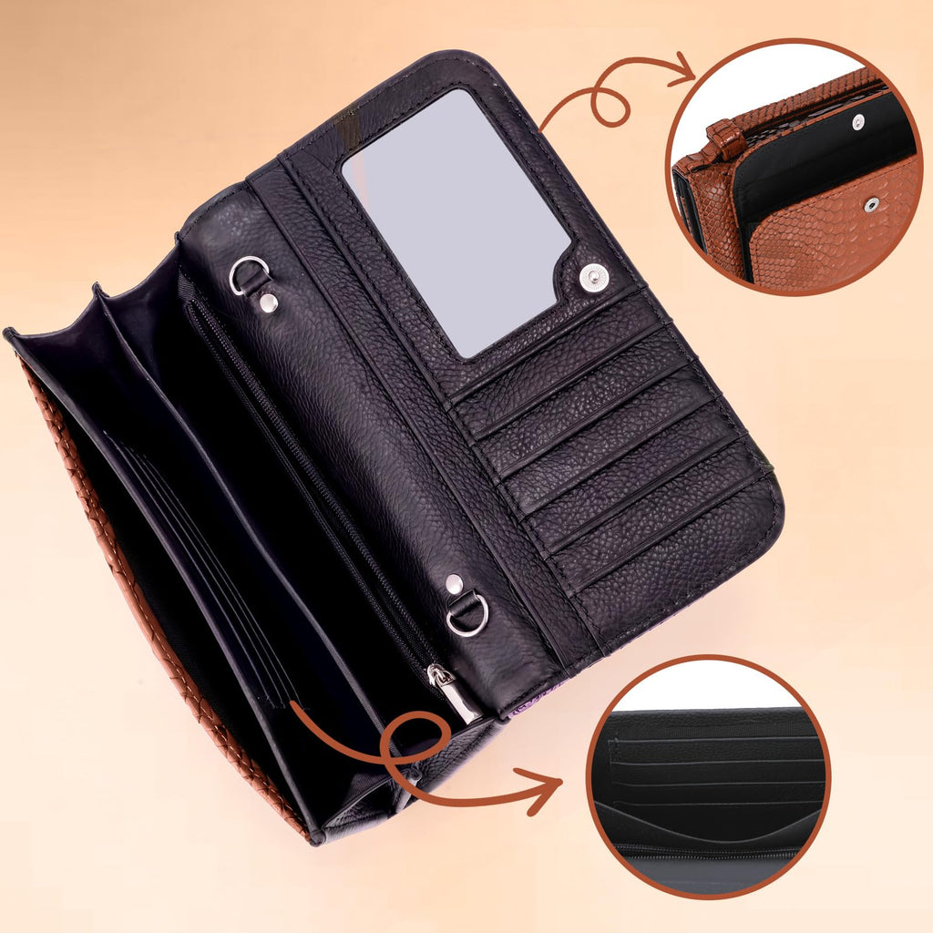 Animal Pattern Embossed Leather Crossbody Wallets Bags D705
