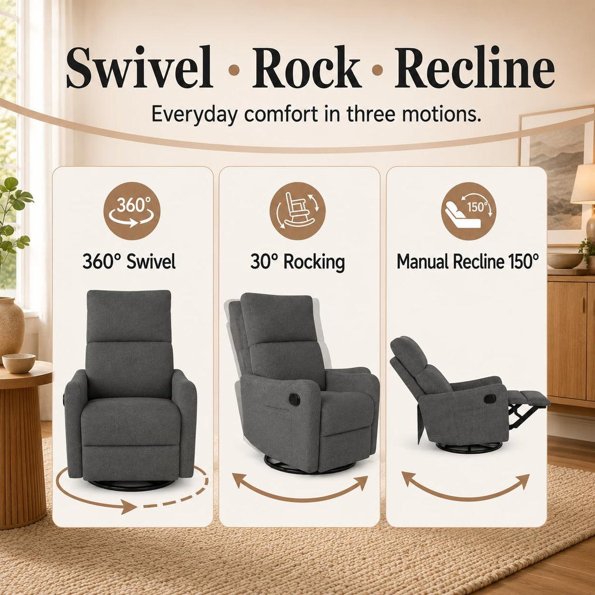 Swivel Rocker Recliner Chair H669