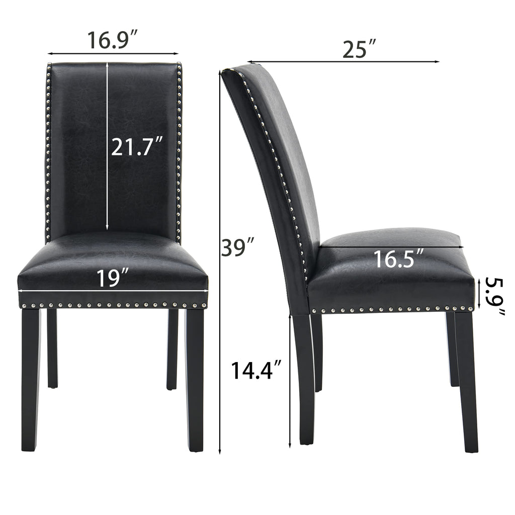 Set of 4 PU Leather Upholstered Dining Chairs with Solid Wood Legs X18171