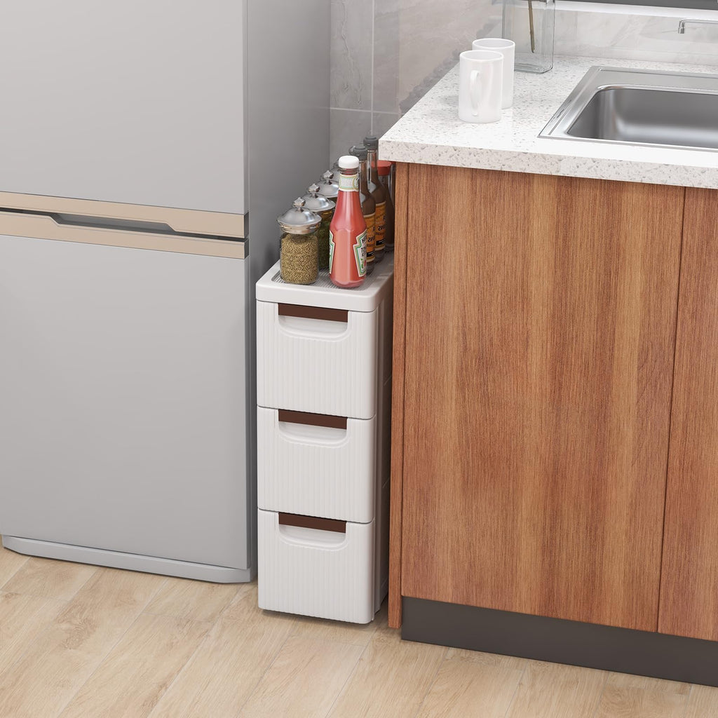 White 3 Drawer Narrow Storage Cabinet A46685