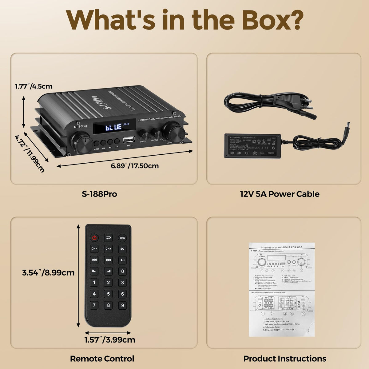 2.1 Channel Stereo Audio Amplifier Bluetooth 5.0 with Remote K286718