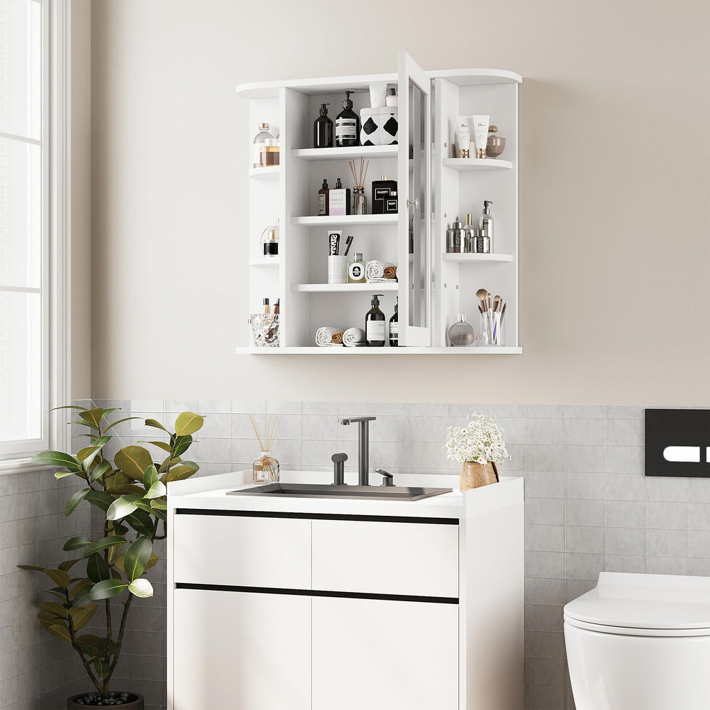 White Wall Mounted Medicine Cabinet with Mirror G34069