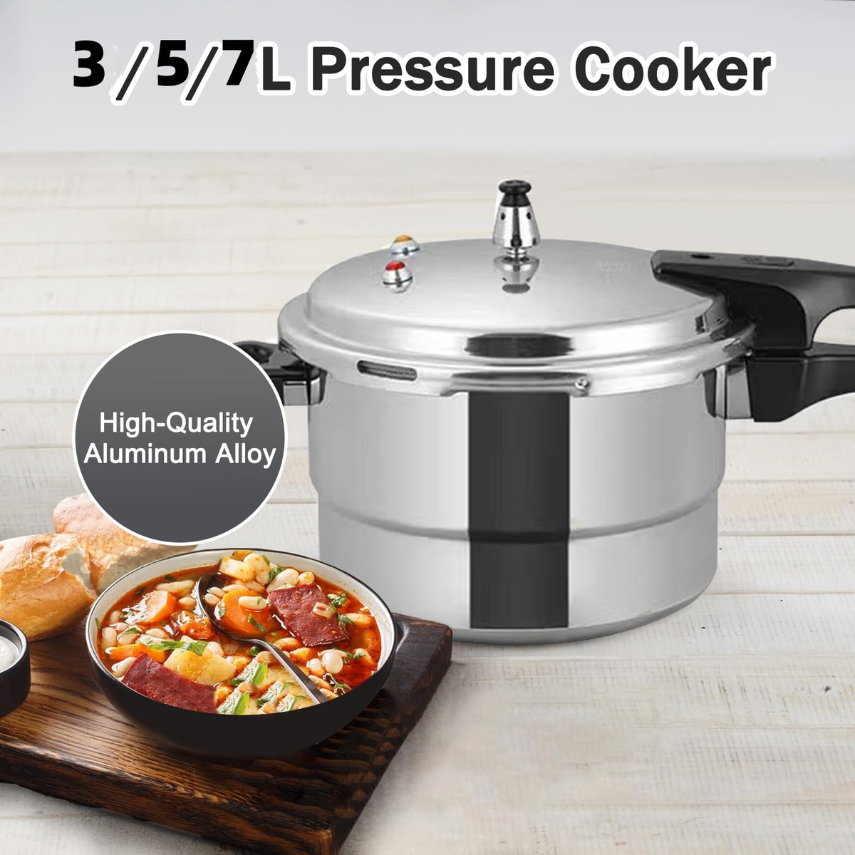 Non-Stick Aluminum Pressure Cooker with Steamed Layer L75179