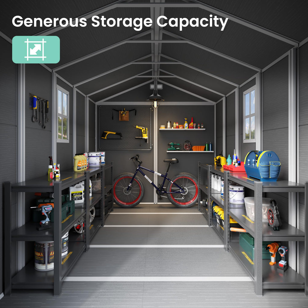 Plastic Storage Shed 7.5x10FT Grey White Y619