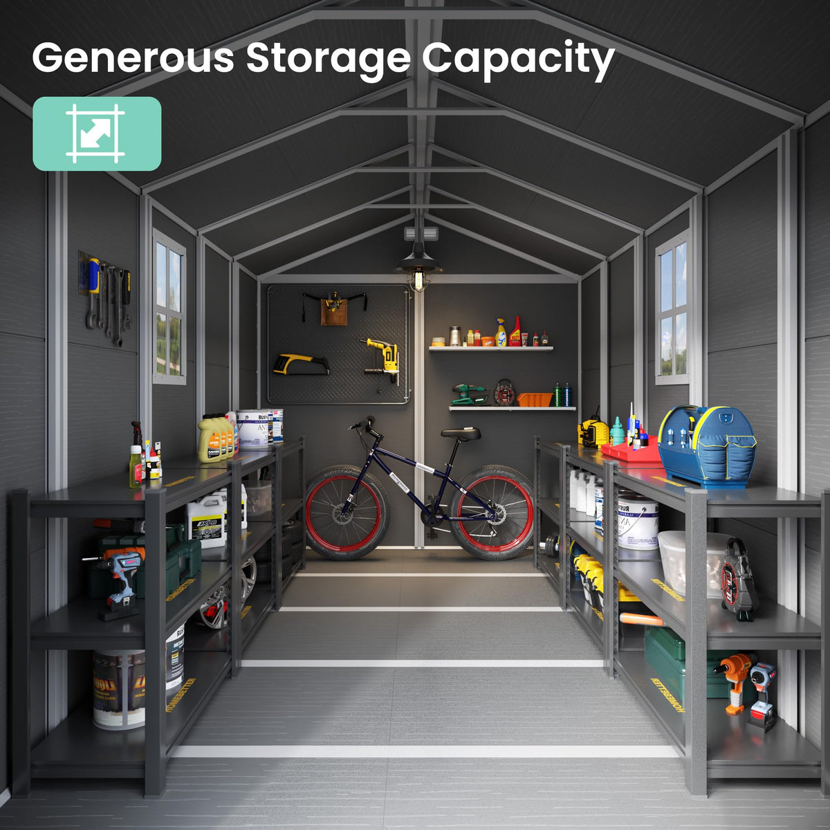 Plastic Storage Shed 7.5x10FT Grey White Y619