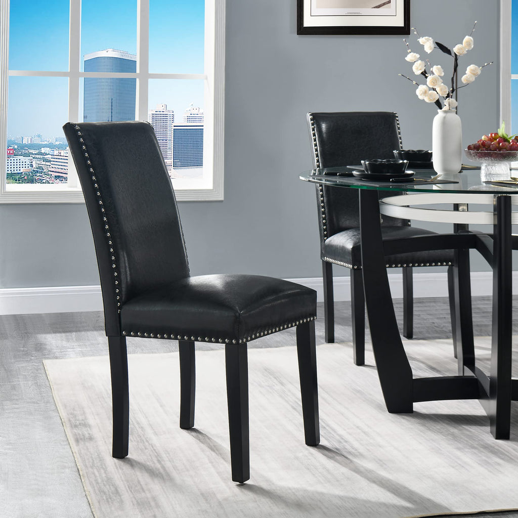 Set of 4 PU Leather Upholstered Dining Chairs with Solid Wood Legs X18171