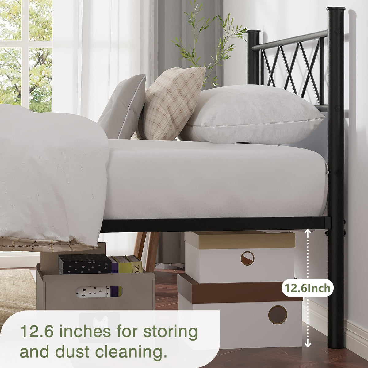 Twin Size Metal Bed Frame with Headboard V3206
