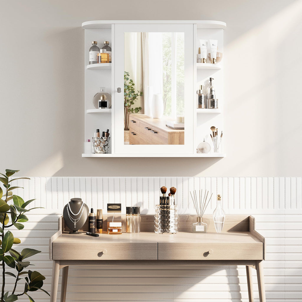 White Wall Mounted Medicine Cabinet with Mirror G34069