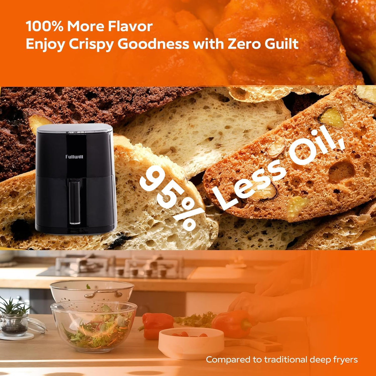 6QT Nonstick Air Fryer with Visible Window W68798