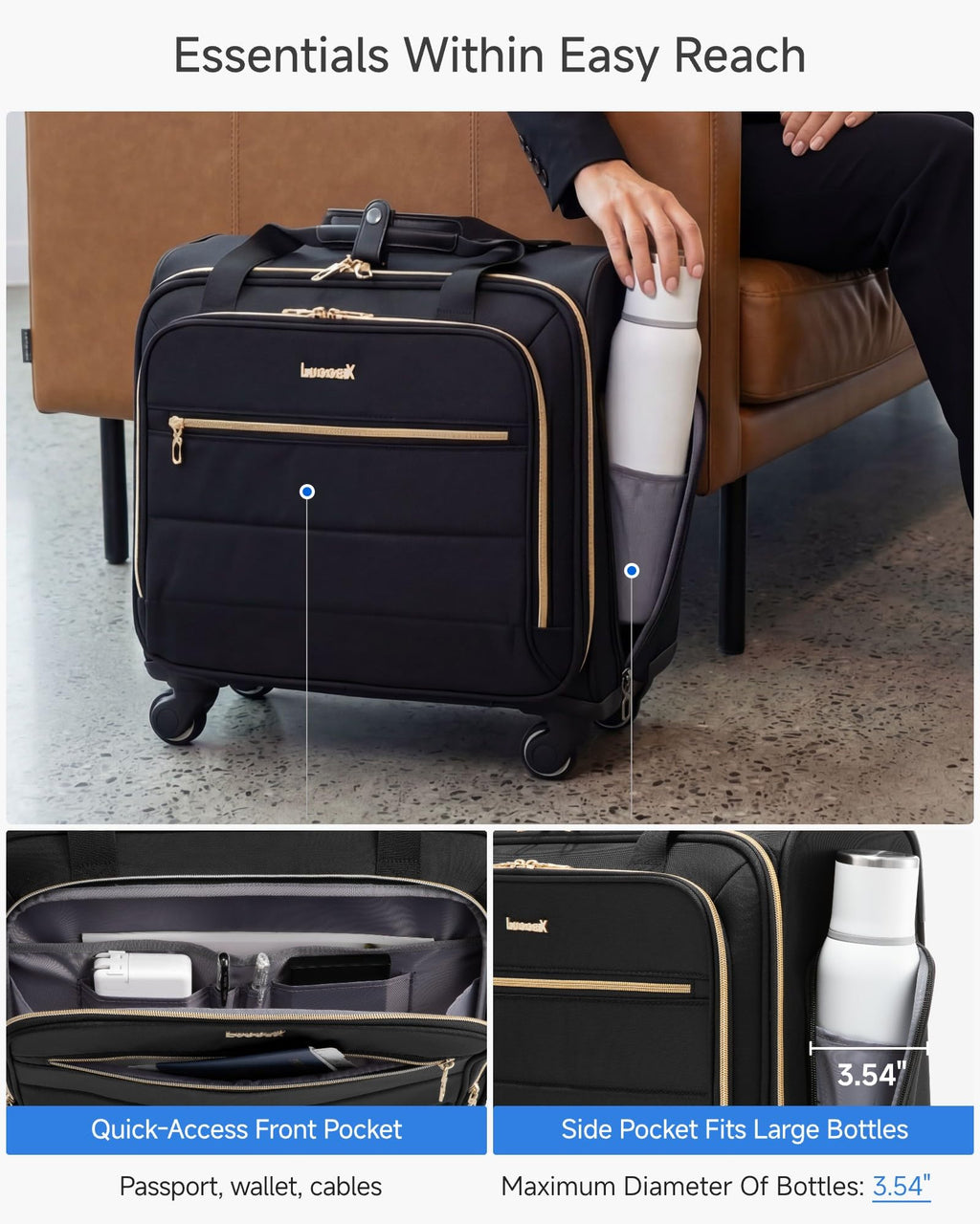 Black Rolling Laptop Bag Q660