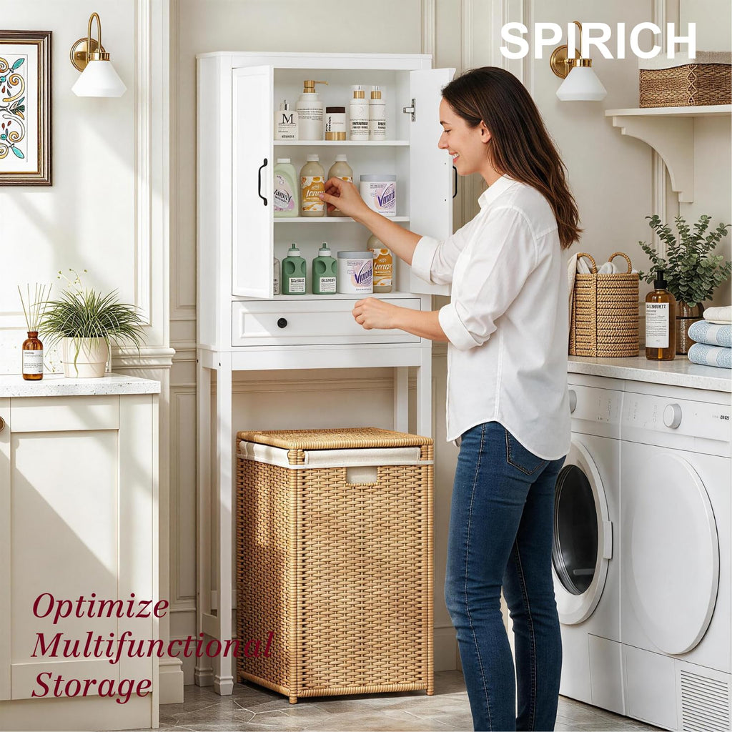 White Over the Toilet Storage Cabinet with Doors S655882