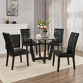 Set of 4 PU Leather Upholstered Dining Chairs with Solid Wood Legs X18171