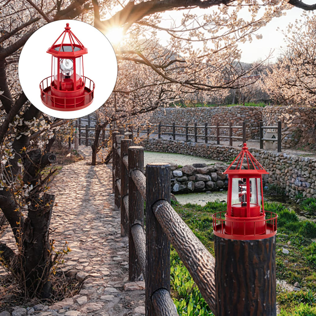 Solar Powered Lighthouse Iron Rotating Solar Light U942