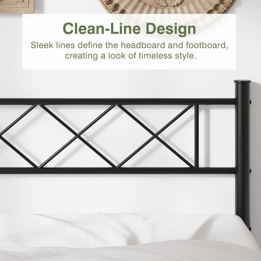 Twin Size Metal Bed Frame with Headboard V3206