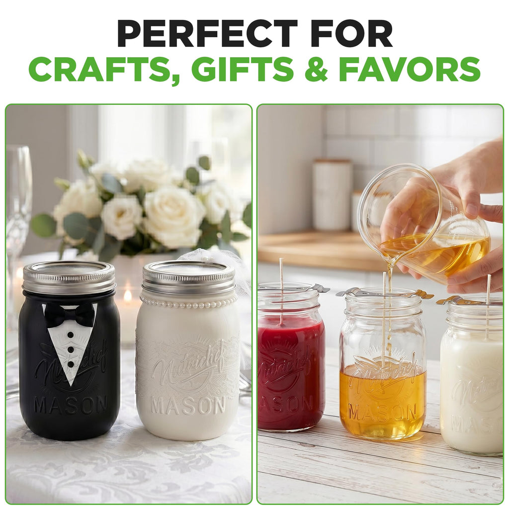 16 oz. Wide Mouth Glass Food Storage Containers with Lids, 12 Pcs V25415