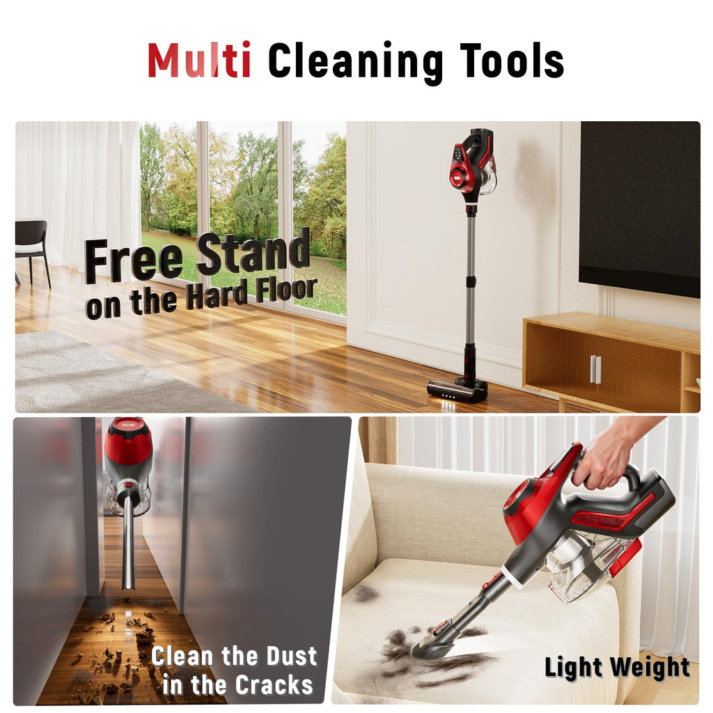 Cordless Stick Vacuum 45Kpa 1.5L Lightweight Handheld Vacuum A835