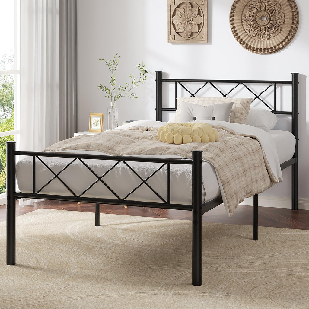 Twin Size Metal Bed Frame with Headboard V3206