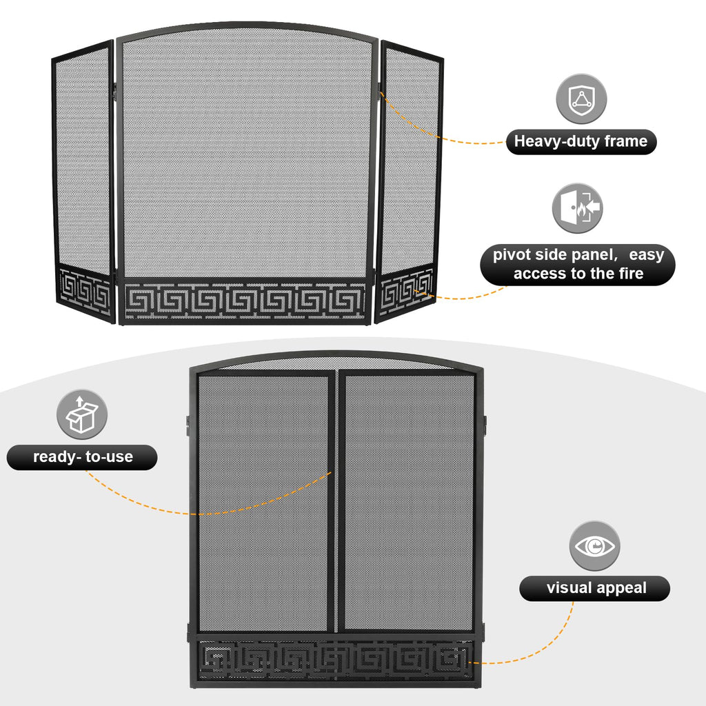 Arched 3 Panel Folding Fireplace Screen X5530