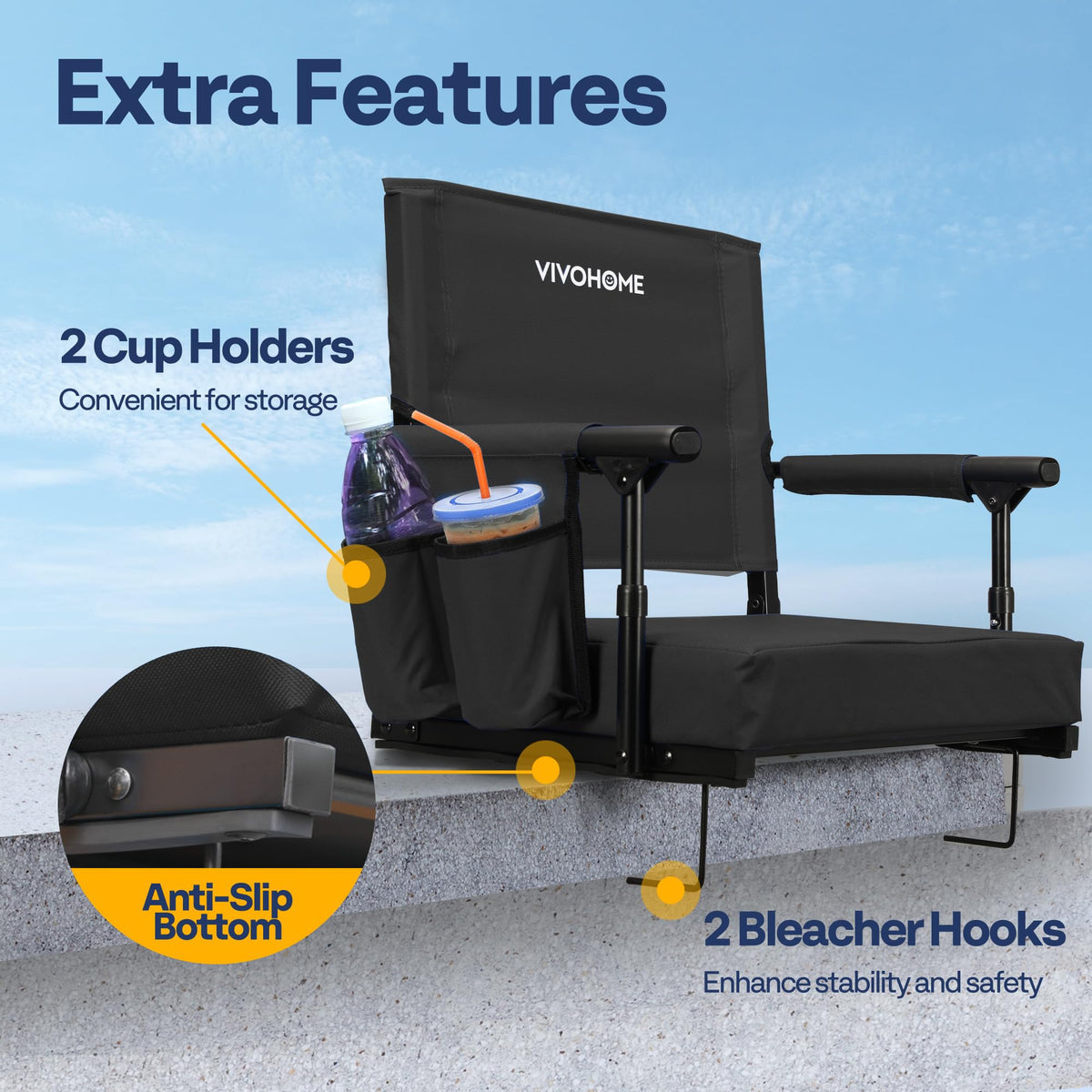 Stadium Seat with Back Support and 2.8" Cushion I7579