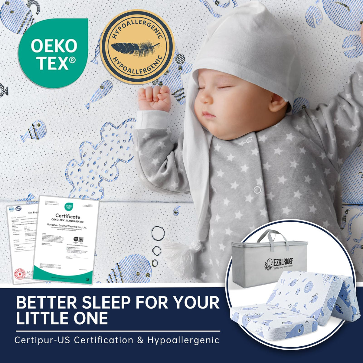 Dual Sided Soft & Firm Memory Foam Trifold Pack and Play Mattress X94030
