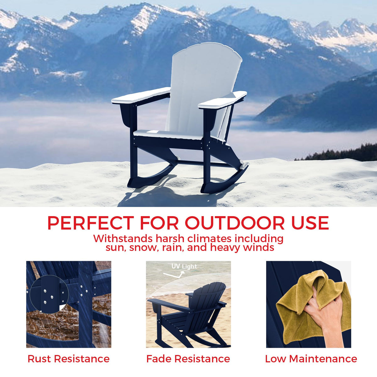 Navy Blue HDPE Adirondack Chair E6015