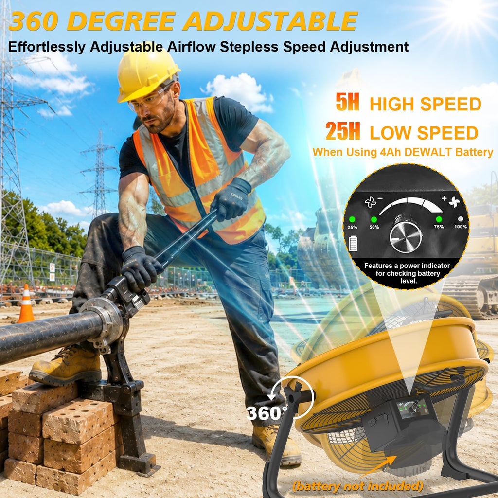 16" Battery Powered Cordless Floor Fan X2323