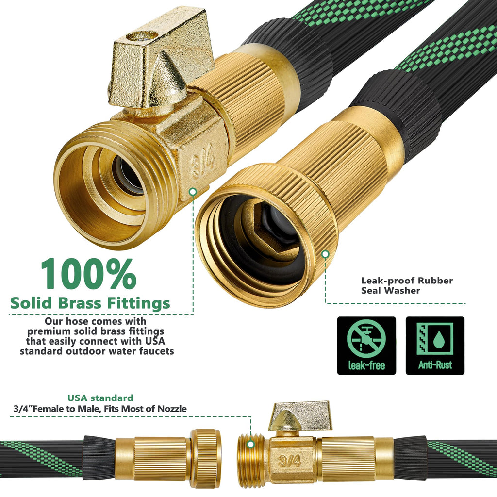 100FT Lightweight Garden Hose with 10-Pattern Nozzle E6980
