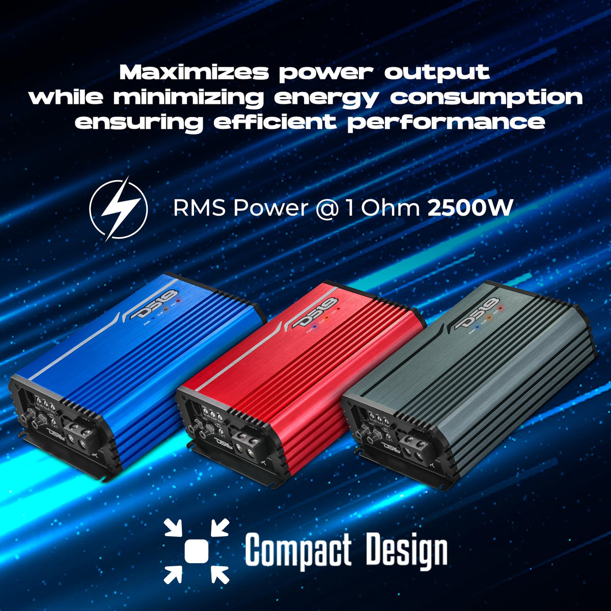 Compact Full-Range Class D 1-Channel Amplifier 2,500 Watts RMS R7871