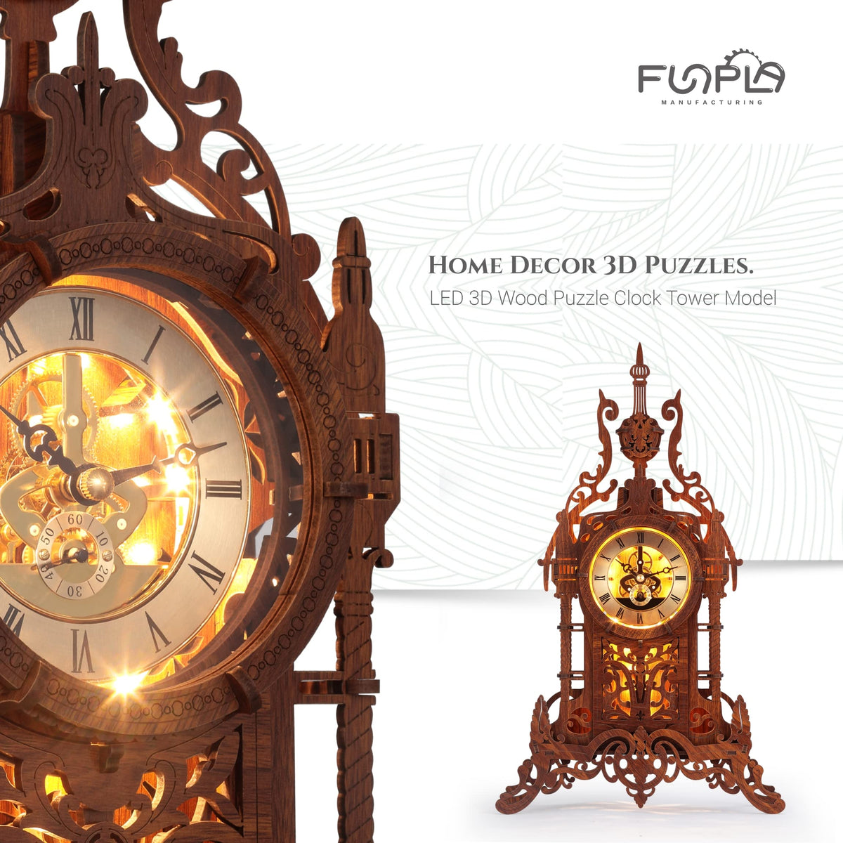LED 3D Wood Puzzle Clock Tower T849509